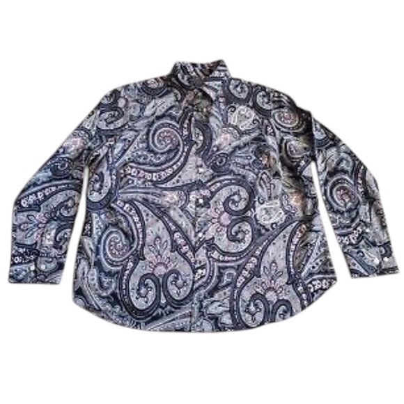 Chaps purple floral Paisley women’s button down shirt size 2X purple - Picture 2 of 10